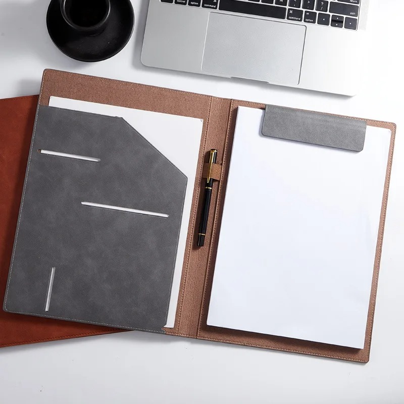 Leather Work Folder - Porte-documents en cuir noir A4 pour