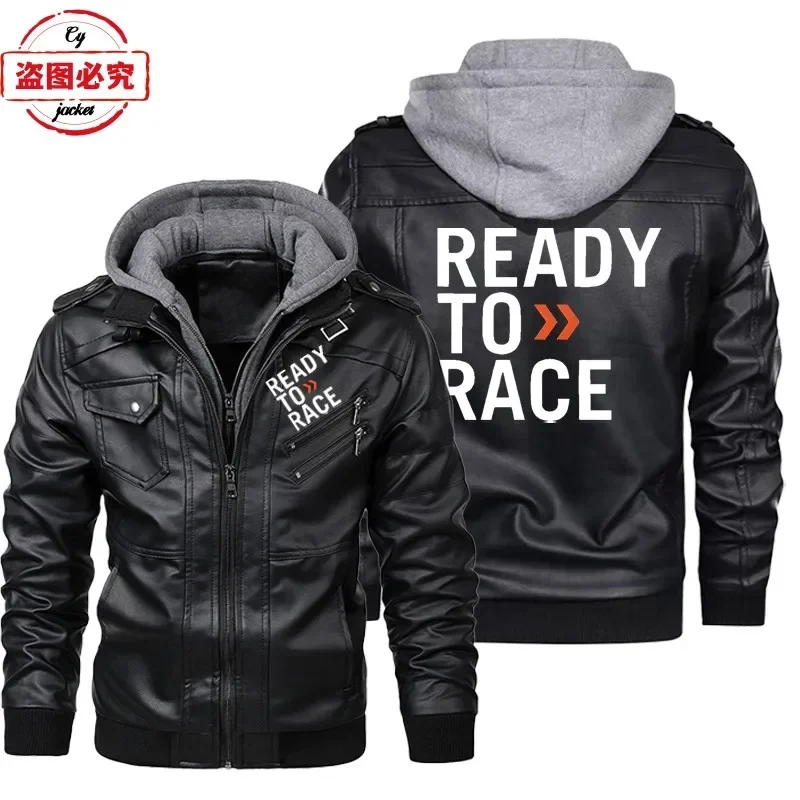 Leather Work Jacket With Hood - Veste en cuir à capuche pour