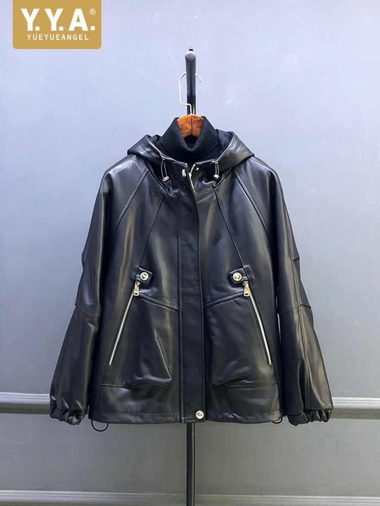 Leather Work Jacket With Hood - Veste Courte à Capuche en Peau