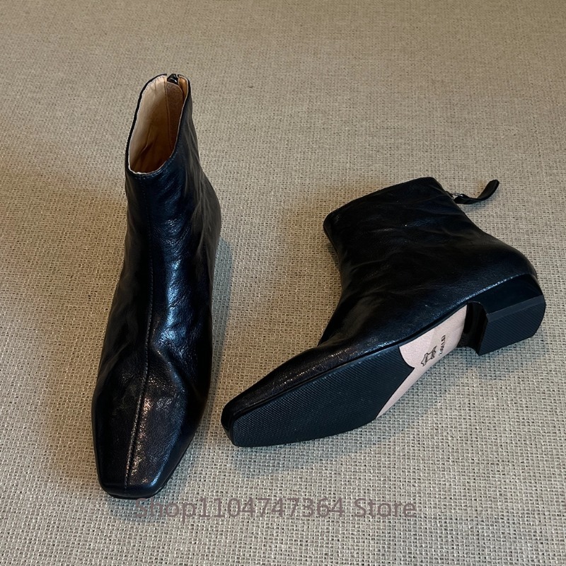 Leather Work Women Shoes - Bottines rétro en peau de mouton
