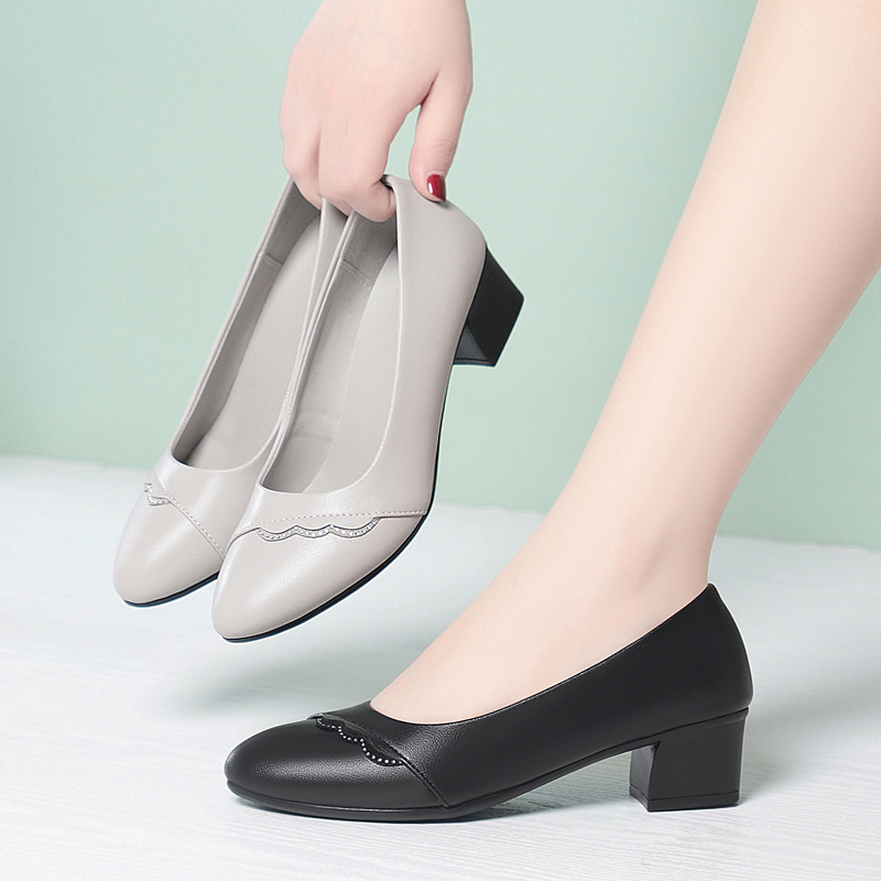 Leather Work Women Shoes - AIYUQI Escarpins en cuir véritable pour