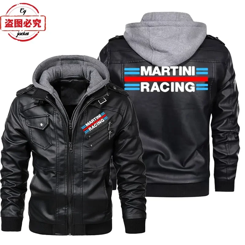 Leather Work Jacket With Hood - Veste en cuir PU avec logo