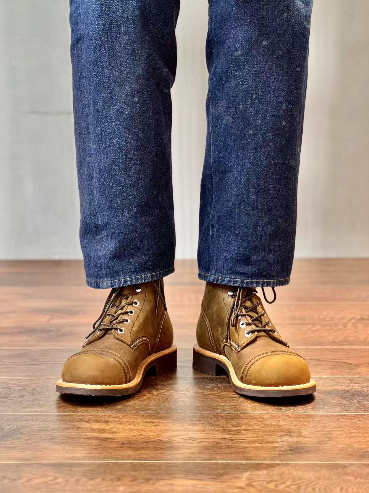 Leather Work Boots - Bottes de moto rétro en cuir