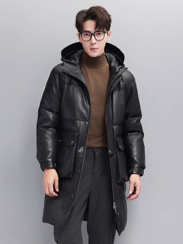 Hiver hommes chaud doudoune d' - Leather Work Jacket With Hood avis et prix