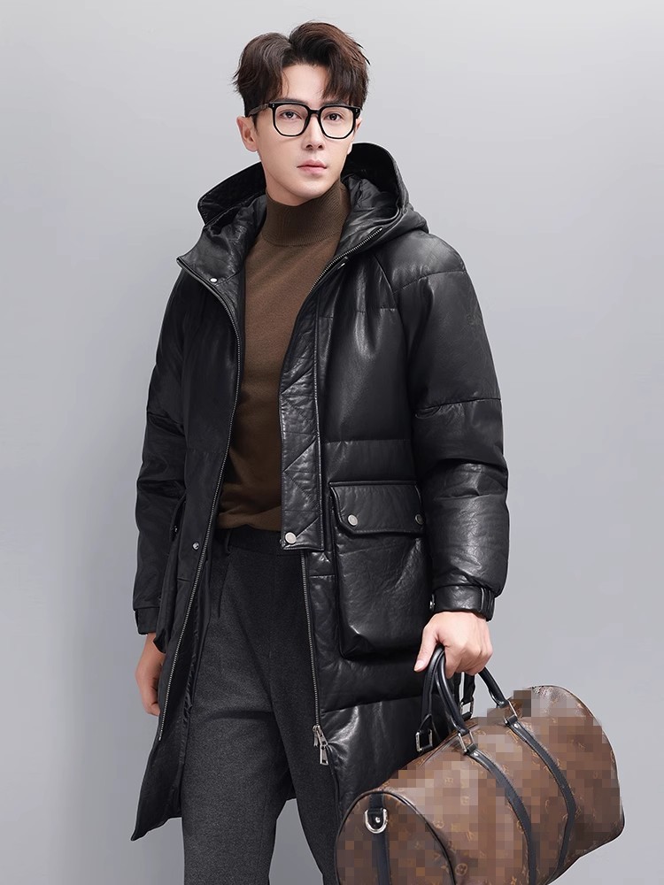 Hiver hommes chaud doudoune d' - Leather Work Jacket With Hood avis et prix