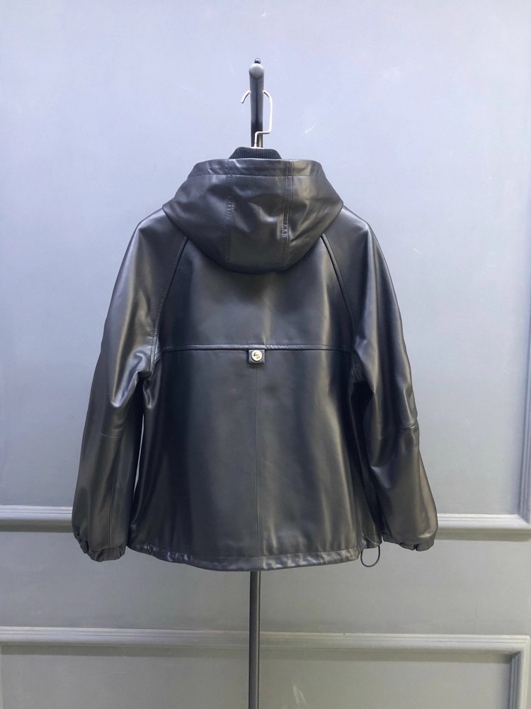 Veste Courte à Capuche en Peau - Leather Work Jacket With Hood avis et prix