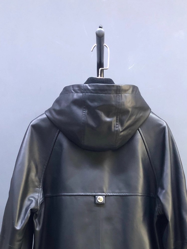 Veste Courte à Capuche en Peau - Leather Work Jacket With Hood avis et prix