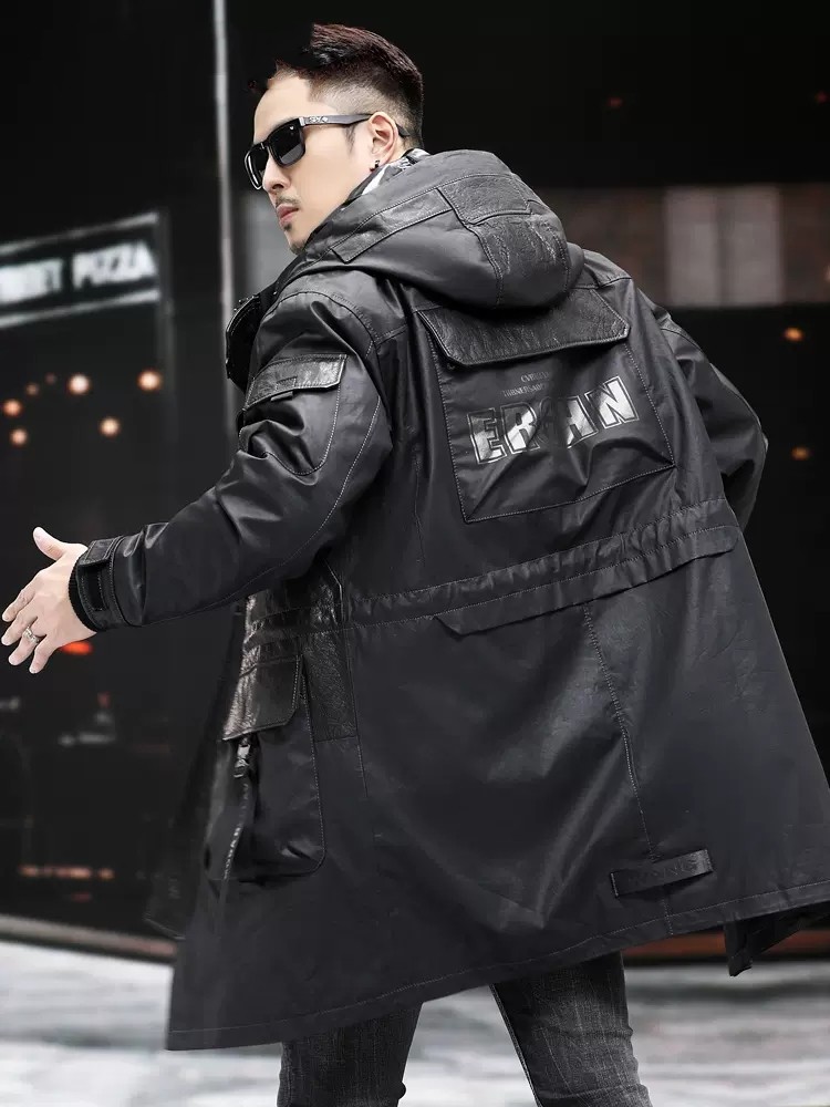 Manteau d'hiver en cuir vérita - Leather Work Jacket With Hood avis et prix