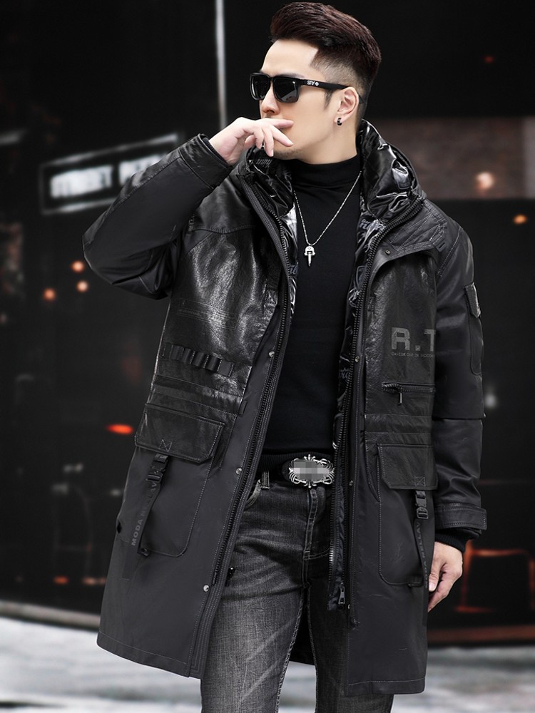 Manteau d'hiver en cuir vérita - Leather Work Jacket With Hood avis et prix