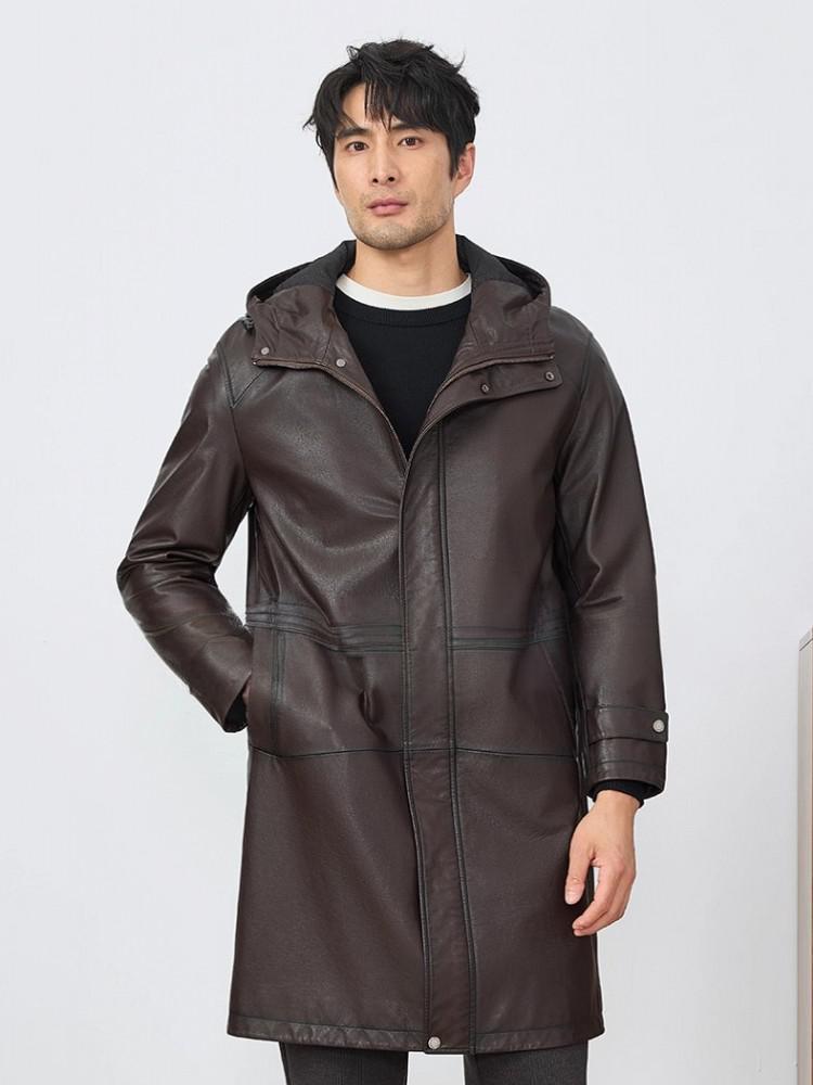 Mode hommes automne nouveau à  - Leather Work Jacket With Hood avis et prix