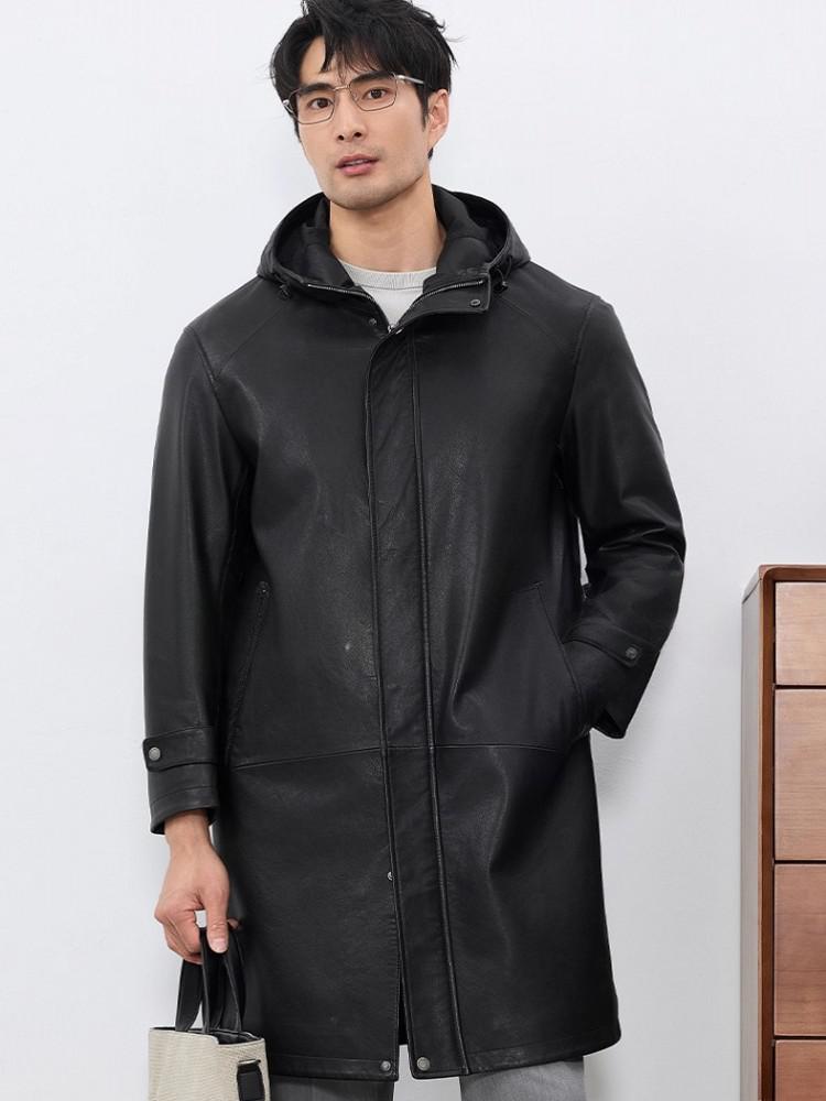 Mode hommes automne nouveau à  - Leather Work Jacket With Hood avis et prix
