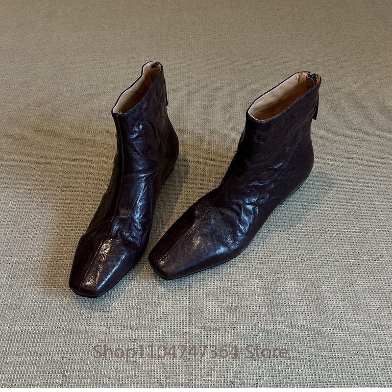 Bottines rétro en peau de mout - Leather Work Women Shoes avis et prix