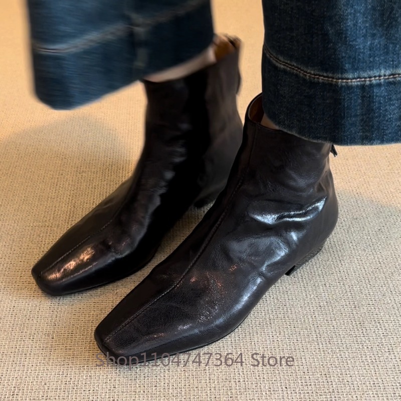 Bottines rétro en peau de mout - Leather Work Women Shoes avis et prix