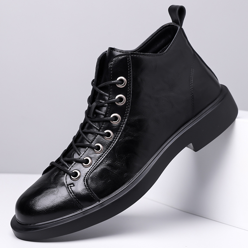 Bottes en cuir mi-hautes rétro - Leather Work Boots avis et prix