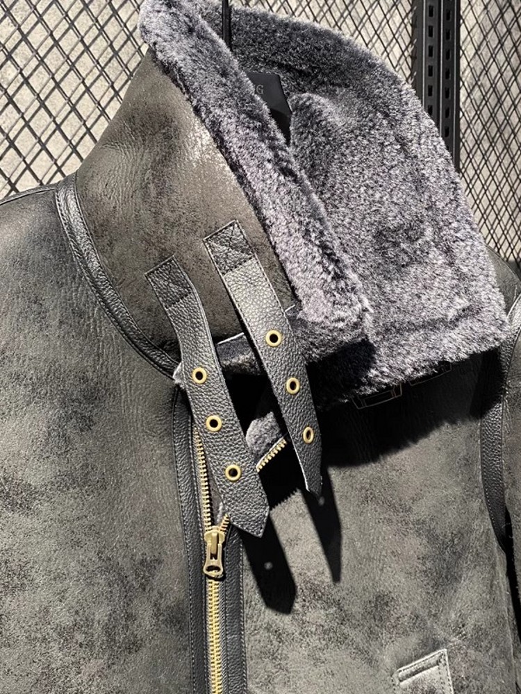 Veste en cuir véritable pour h - Leather Work Jacket With Hood avis et prix