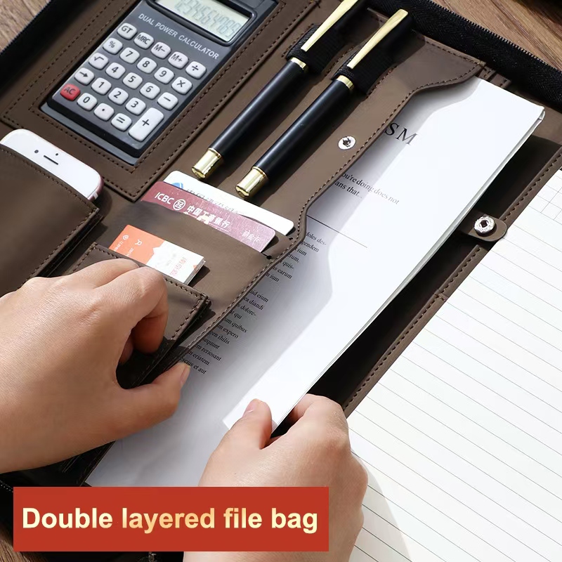 Portefeuille en cuir PU A4, ét - Leather Work Folder avis et prix